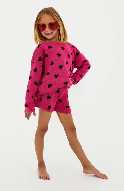 Shop Beach Riot Kids' Little Balboa Heart Sweater Shorts In Candy Hearts