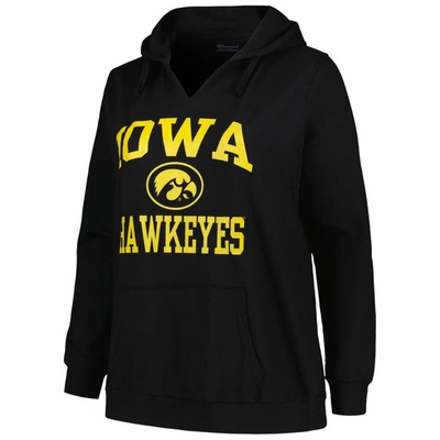 Shop Champion Black Iowa Hawkeyes Plus Size Heart & Soul Notch Neck Pullover