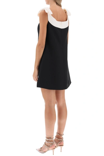 Shop Valentino Garavani Crepe Couture Mini Dress With Bows Women In Black