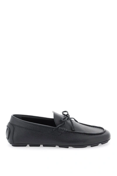 Shop Valentino Garavani Leather Loafers With Bow Men In Black