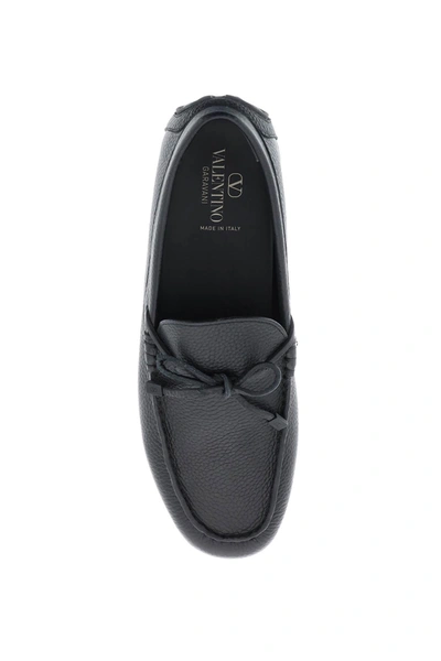 Shop Valentino Garavani Leather Loafers With Bow Men In Black