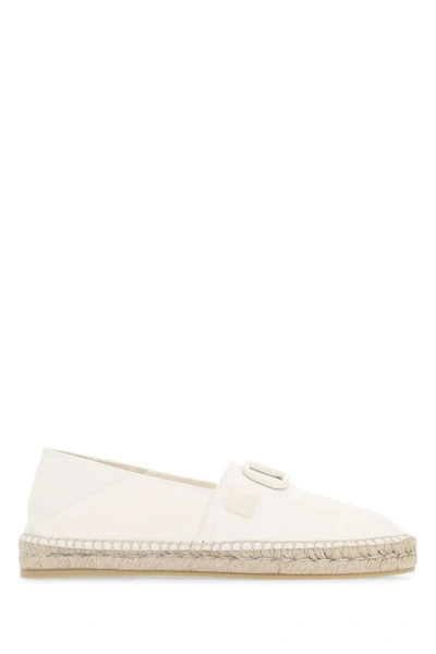 Shop Valentino Garavani Man Ivory Canvas Vlogo Espadrilles In White