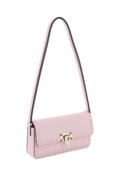 Shop Valentino Garavani Rockstud23 East-west Leather Shoulder Bag Women In Pink