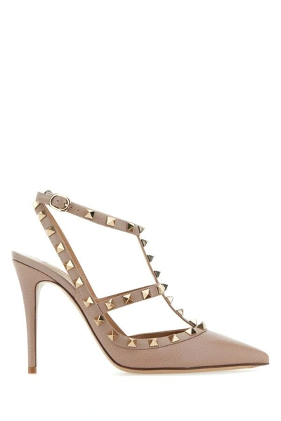 Shop Valentino Garavani Woman Antiqued Pink Leather Rockstud Pumps