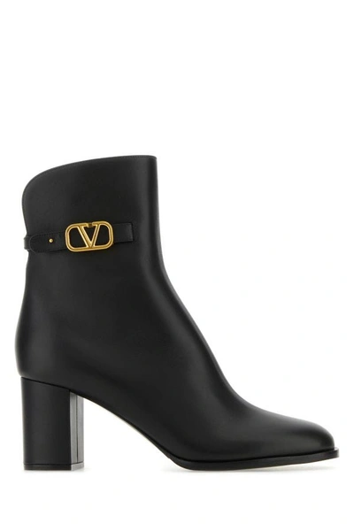 Shop Valentino Garavani Woman Black Leather Vlogo Ankle Boots