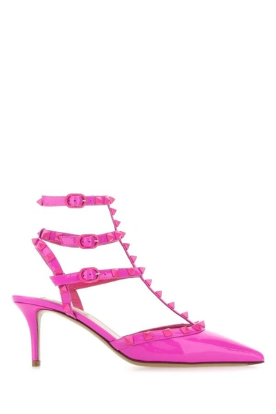 Shop Valentino Garavani Woman Pink Pp Leather Rockstud Pumps In Multicolor