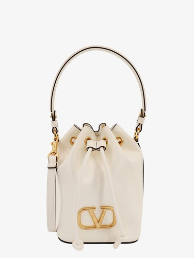 Shop Valentino Garavani Woman Vlogo Signature Woman White Bucket Bags