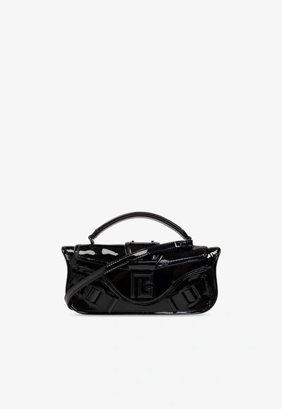 Shop Balmain Blaze Patent Leather Top Handle Bag In Black