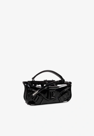 Shop Balmain Blaze Patent Leather Top Handle Bag In Black