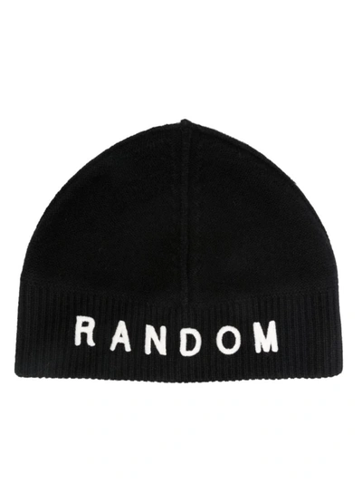 Random Identities Slogan-embroidered Ribbed-knit Beanie In 10000 Black