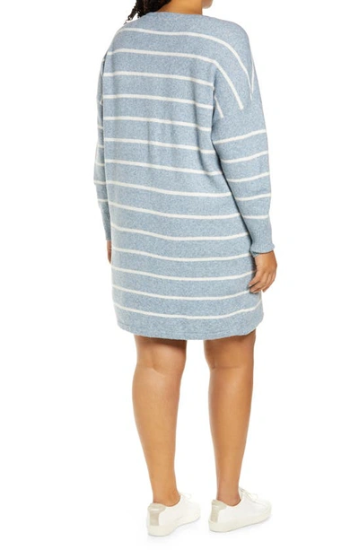 Shop Vero Moda Curve Doffy Stripe Long Sleeve Recycled Blend Sweater Dress In China Blue Stripes B