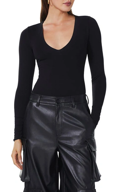 Shop Afrm Kloie Long Sleeve Bodysuit In Noir