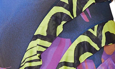 Shop Afrm Siobhan Strapless Asymmetric Ruffle Dress In Zebra Rose
