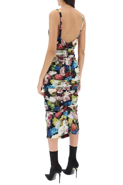 Shop Dolce & Gabbana Nocturnal Flower Draped Midi Dress