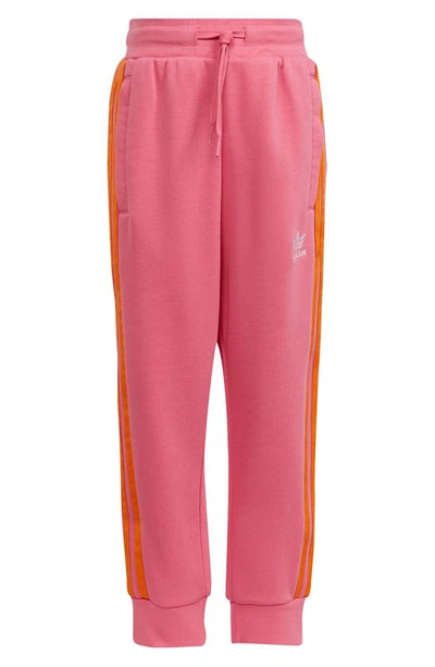 Shop Adidas Originals Kids' Summer Print Crewneck Sweatshirt & Joggers Set In Bright Orange/ Pink Fusion