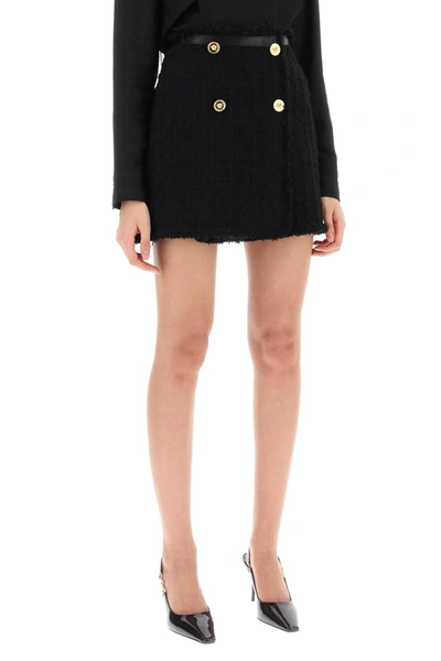 Shop Versace Heritage Mini Skirt In Boucle Tweed