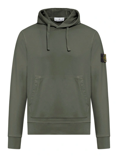 Shop Stone Island Cotton Hoodie In Green