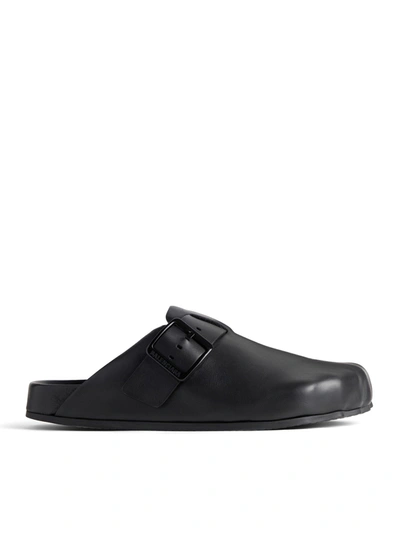 Shop Balenciaga Men`s Sunday Slippers In Black