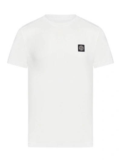 Shop Stone Island T-shirt With Logo Patch In White