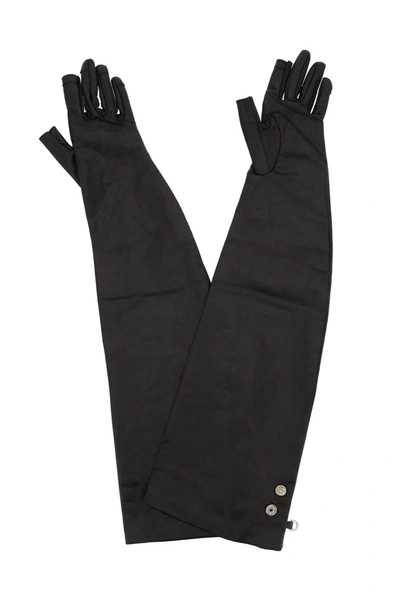 Shop Rick Owens Long Leather Gloves Women In Black