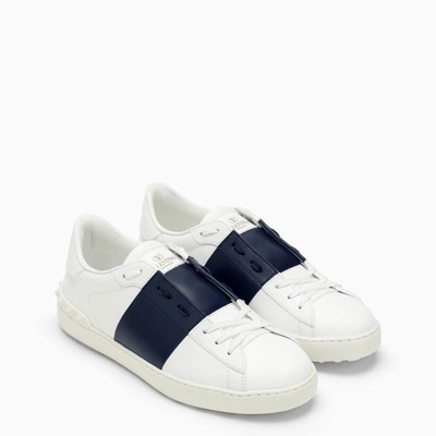 Shop Valentino Garavani White/marine Blue Open Sneakers Men