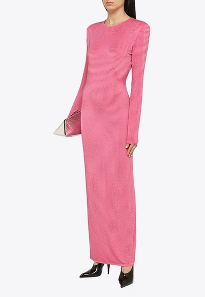 Shop Rotate Birger Christensen Crystal-embellished Maxi Dress In Pink