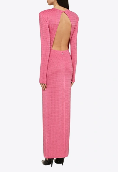 Shop Rotate Birger Christensen Crystal-embellished Maxi Dress In Pink