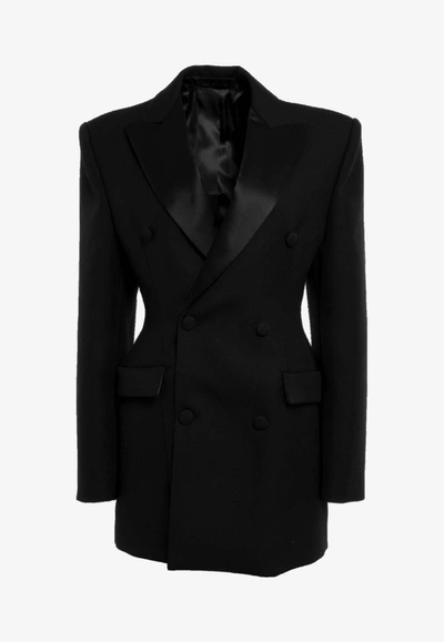 Shop Wardrobe.nyc Double-breasted Wool Blazer Dress In Black