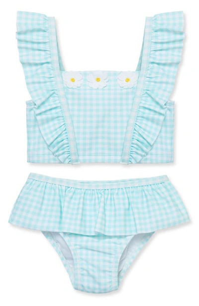 Shop Little Me Daisy Gingham Two-piece Swimsuit In Blue