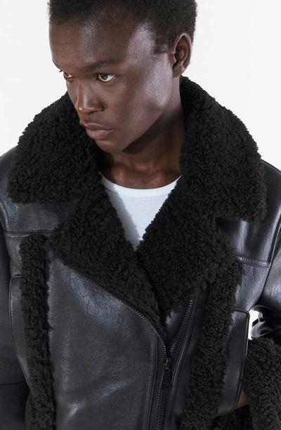 Shop Apparis Jay Faux Leather & Faux Shearling Moto Jacket In Noir