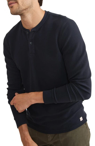 Shop Marine Layer Sport Waffle Knit Henley In Sky Captain