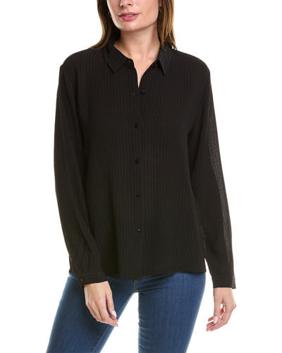 Shop Eileen Fisher Classic Collar Silk Shirt In Black