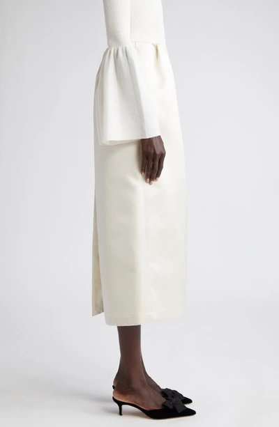 Shop Altuzarra Karina Gathered Satin Midi Skirt In Ivory