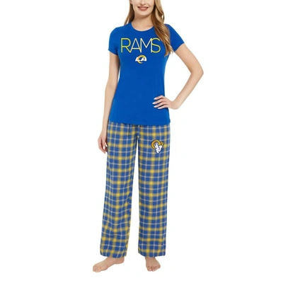 Shop Concepts Sport Royal/gold Los Angeles Rams Arctic T-shirt & Flannel Pants Sleep Set