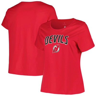 Profile Red New Jersey Devils Plus Size Arch Over Logo T-shirt In Red