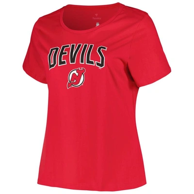 Profile Red New Jersey Devils Plus Size Arch Over Logo T-shirt In Red