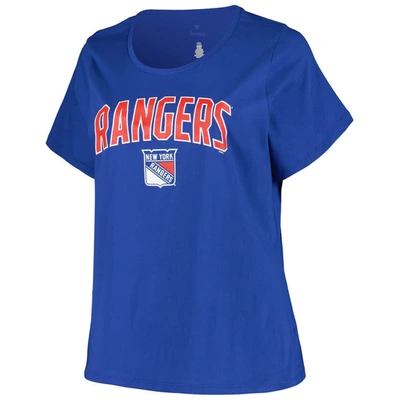 Shop Profile Blue New York Rangers Plus Size Arch Over Logo T-shirt