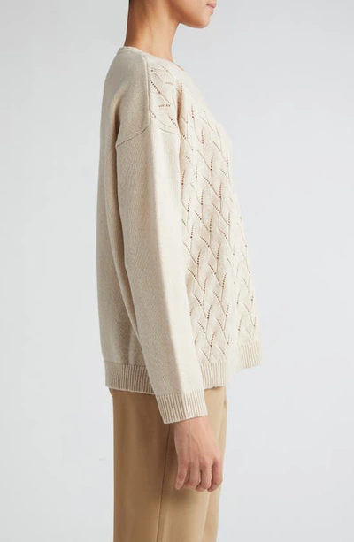 Shop Max Mara Studio Certo Open Cable Stitch Wool & Cashmere Sweater In Sand