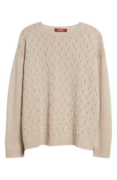 Shop Max Mara Certo Open Cable Stitch Wool & Cashmere Sweater In Sand