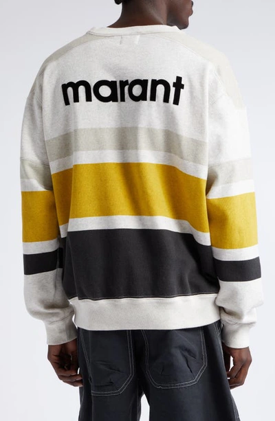 Shop Isabel Marant Meyoan Oversize Stripe Crewneck Sweatshirt In Ecru/ Yellow
