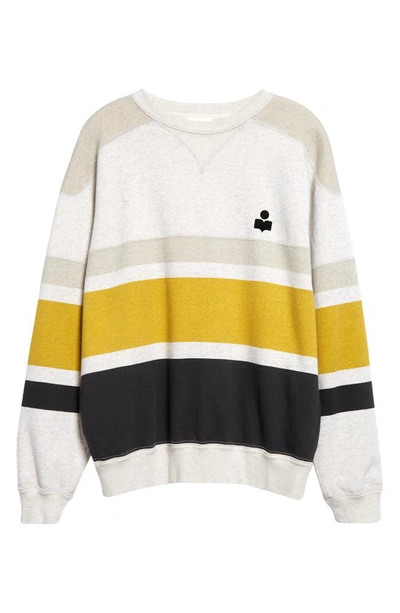 Shop Isabel Marant Meyoan Oversize Stripe Crewneck Sweatshirt In Ecru/ Yellow