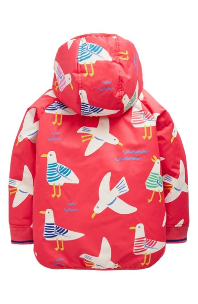 Shop Mini Boden Kids' High-pile Fleece Lined Jacket In Cayenne Seagulls