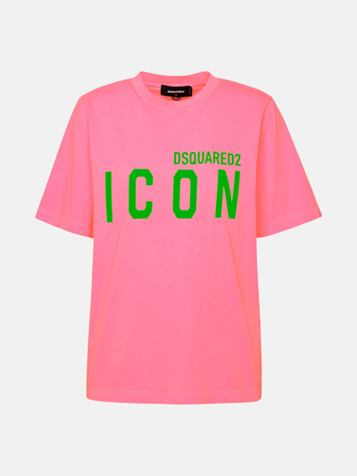 Shop Dsquared2 Pink Cotton T-shirt In Fuchsia