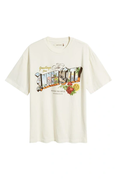 Shop Honor The Gift Greetings 2.0 Cotton Graphic T-shirt In Ivory