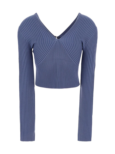 Shop Chloé Ribbed Top In Blue