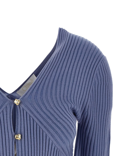 Shop Chloé Ribbed Top In Blue
