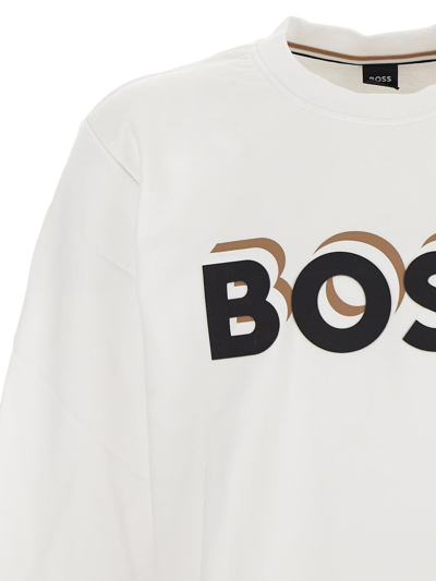 Shop Hugo Boss Logo Sweatshirt In White