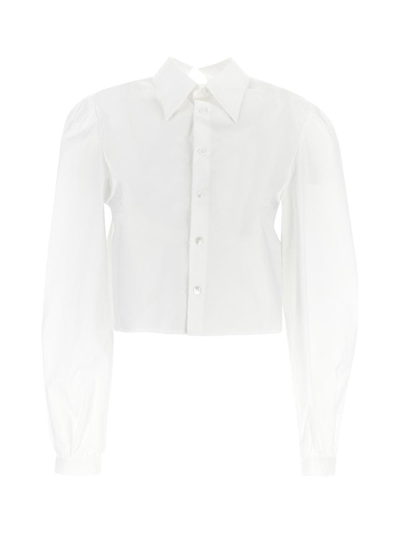 Shop Mm6 Maison Margiela Cropped Cotton Shirt In White