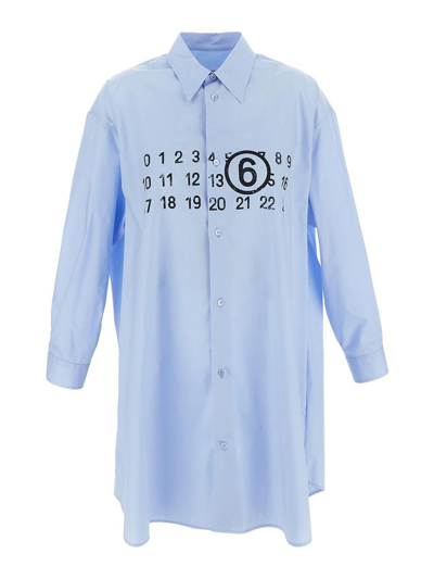 Shop Mm6 Maison Margiela Numeric Signature Shirt Dress In Blue