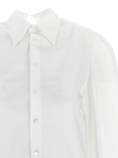 Shop Mm6 Maison Margiela Cropped Cotton Shirt In White